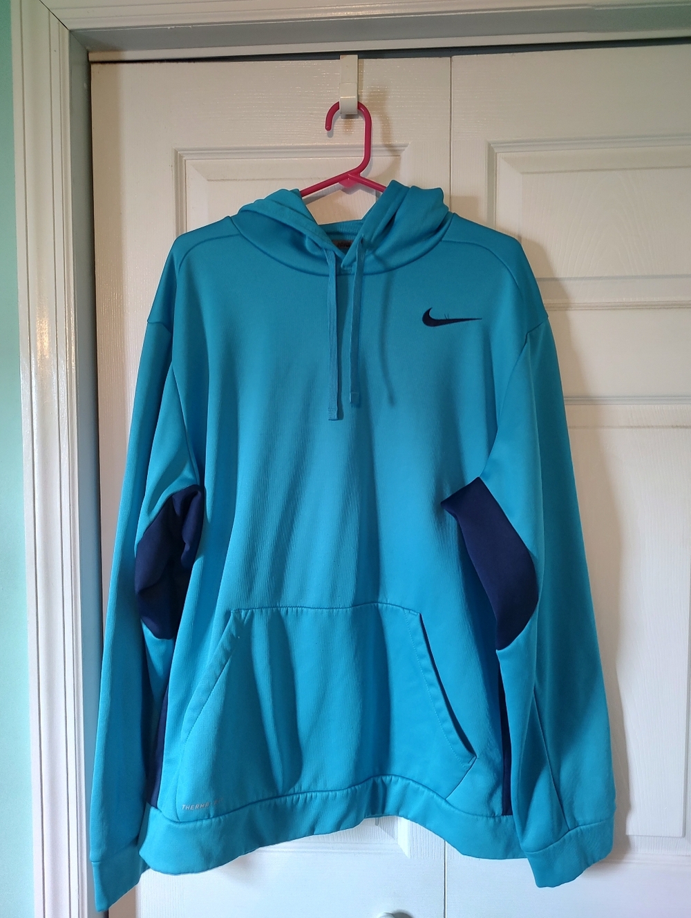 Nike Turquoise Hoodie with Navy Accents Men's XXL